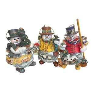 Ashton Drake Galleries Snowman Ornaments Thomas Kinkade Memories Set‎ of 3